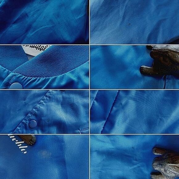 Vtg Y2K Speaking Rock faux satin snap up oversized bomber jacket - Picture 14 of 14